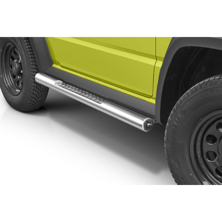 Side Steps, Steeler 4x4 Side Bars with Checker Plate Steps, Color Silver, Suzuki Jimny 2020 - Present - EDK.ro