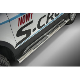Side Steps, Steeler 4x4 Side Bars with Checker Plate Steps, Color Silver, Suzuki SX4 S-Cross 2016 - 2021 - EDK.ro