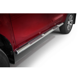 Side Steps, Steeler 4x4 Side Bars with Checker Plate Steps, Color Silver, Toyota Hilux 2015 - Present - EDK.ro