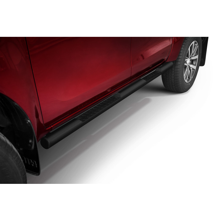 Side Steps, Steeler 4x4 Side Bars with Checker Plate Steps, Color Silver, Toyota Hilux 2015 - Present - EDK.ro