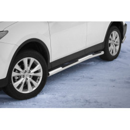 Praguri Laterale, Steeler 4x4 Side Bars cu Treaptă Checker Plate, Culoare Argintiu, Toyota RAV4 2013 - 2016 - EDK.ro
