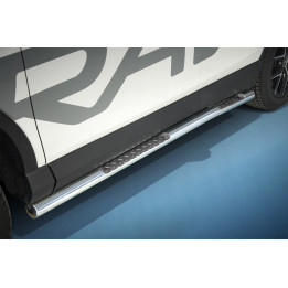 Side Steps, Steeler 4x4 Side Bars with Checker Plate Steps, Color Silver, Toyota RAV4 2016 - 2018 - EDK.ro