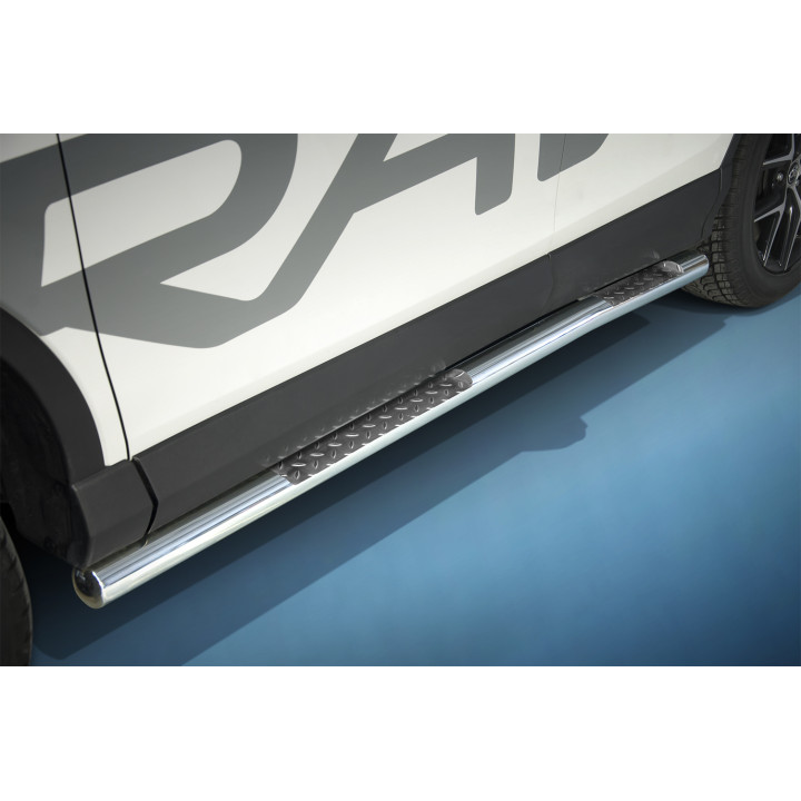 Side Steps, Steeler 4x4 Side Bars with Checker Plate Steps, Color Silver, Toyota RAV4 2016 - 2018 - EDK.ro