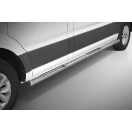 Praguri Laterale, Steeler 4x4 Side Bars cu Treaptă Checker Plate, Culoare Argintiu, Volkswagen Crafter / MAN TGE 2017 - Prezent 