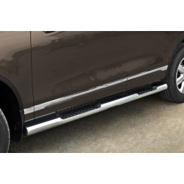 Side Steps, Steeler 4x4 Side Bars with Checker Plate Steps, Color Silver, Volkswagen Touareg 2011 - 2015 - EDK.ro