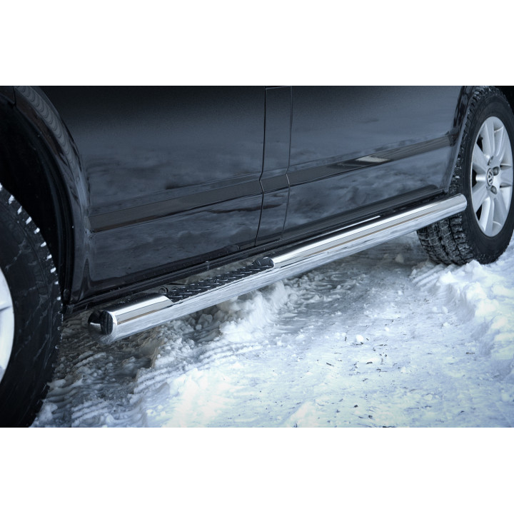 Praguri Laterale, Steeler 4x4 Side Bars cu Treaptă Checker Plate, Culoare Argintiu, Volkswagen Transporter T6 2015 - Prezent - E
