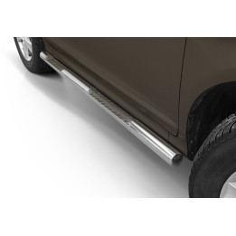 Praguri Laterale, Steeler 4x4 Side Bars cu Treaptă Checker Plate, Culoare Argintiu, Volvo XC60 2014 - 2017 - EDK.ro