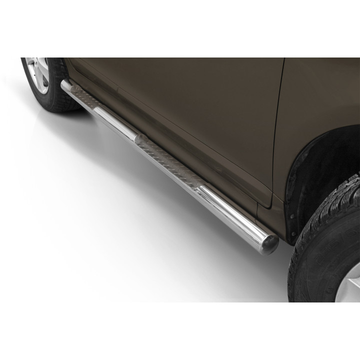 Praguri Laterale, Steeler 4x4 Side Bars cu Treaptă Checker Plate, Culoare Argintiu, Volvo XC60 2014 - 2017 - EDK.ro