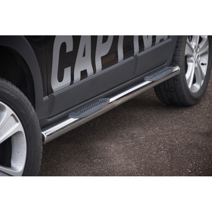 Praguri Laterale, Steeler 4x4 Side Bars cu Treaptă de Plastic, Culoare Argintiu, Chevrolet Captiva 2012 - 2015 - EDK.ro