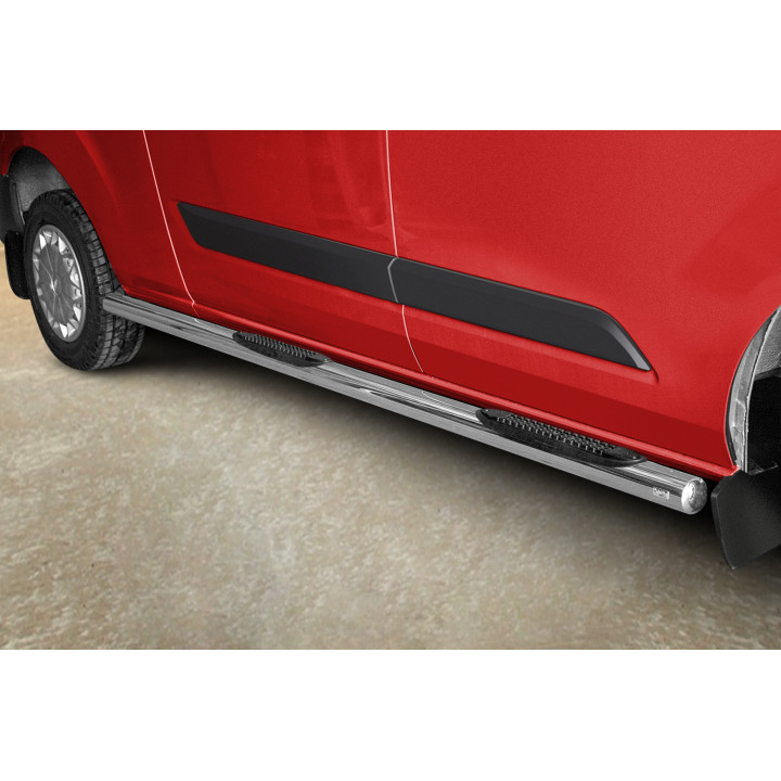 Side Steps, Steeler 4x4 Side Bars with Plastic Steps, Color Silver, Ford Transit Custom 2012 - 2018 - EDK.ro