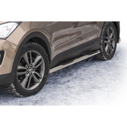 Side Steps, Steeler 4x4 Side Bars with Plastic Steps, Color Silver, Hyundai Santa Fe 2012 - 2018 - EDK.ro
