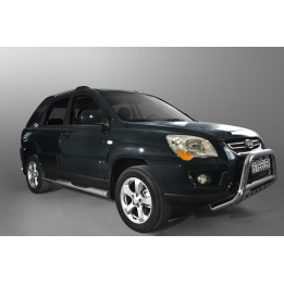 Praguri Laterale, Steeler 4x4 Side Bars cu Treaptă de Plastic, Culoare Argintiu, Kia Sportage 2006 - 2010 - EDK.ro