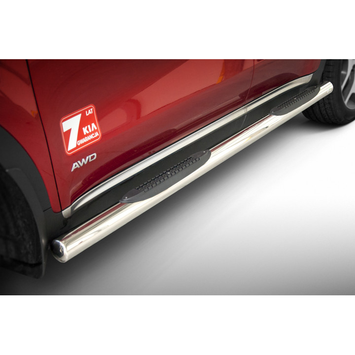 Praguri Laterale, Steeler 4x4 Side Bars cu Treaptă de Plastic, Culoare Argintiu, Kia Sportage 2015 - 2021 - EDK.ro
