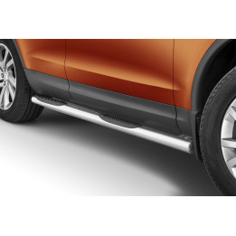 Praguri Laterale, Steeler 4x4 Side Bars cu Treaptă de Plastic, Culoare Argintiu, Land Rover Discovery 2017 - Prezent - EDK.ro