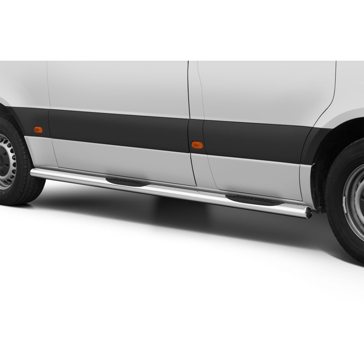 Side Steps, Steeler 4x4 Side Bars with Plastic Steps, Color Silver, Mercedes-Benz Sprinter 2018 - Present - EDK.ro