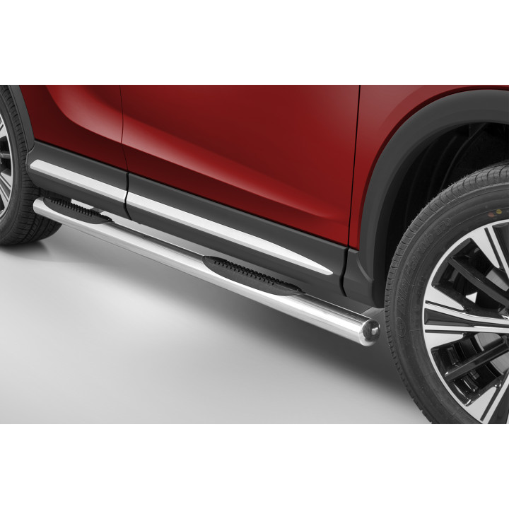 Praguri Laterale, Steeler 4x4 Side Bars cu Treaptă de Plastic, Culoare Argintiu, Mitsubishi Eclipse Cross 2017 - Prezent - EDK.r