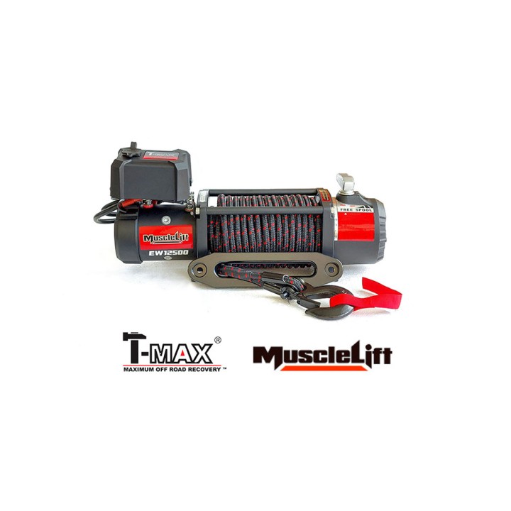 Winch Synthetic Rope, T-Max Winch Muscle-Lift MW-12500 12V 5665 kg - EDK.ro
