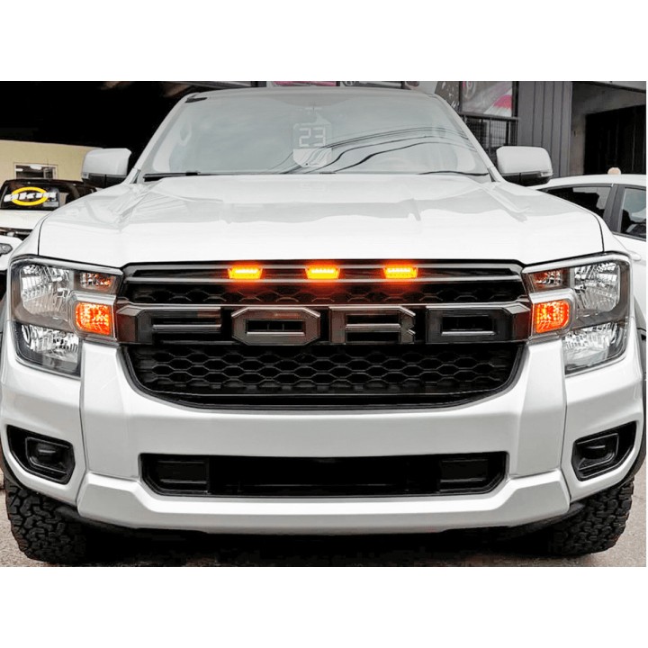 Front Grille, Otros Fabricantes Front ABS with LED Lights Raptor Style XL/XLT, Color Black, Ford Ranger 2023 - Present - EDK.ro