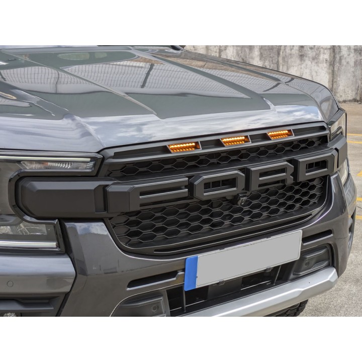 Grilă Față, Otros Fabricantes Față ABS cu LED Lights Raptor Stil Limited/Wildtrak, Culoare Negru, Ford Ranger 2023 - Prezent - E