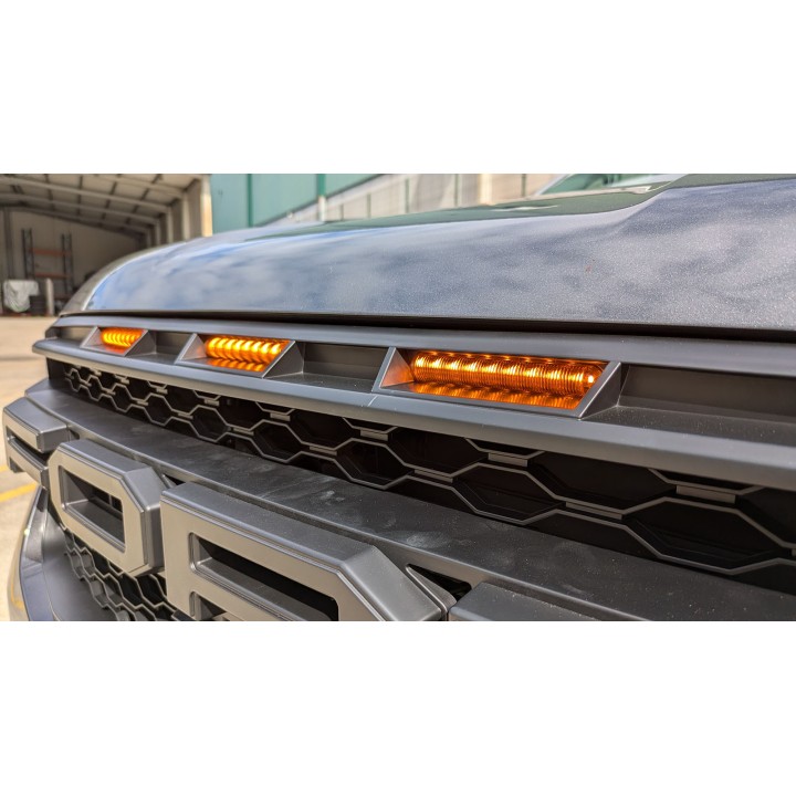 Front Grille, Otros Fabricantes Front ABS with LED Lights Raptor Style Limited/Wildtrak, Color Black, Ford Ranger 2023 - Present