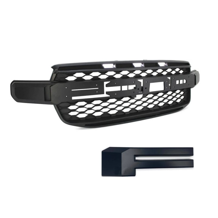Front Grille, Otros Fabricantes Front ABS with LED Lights Raptor Style Limited/Wildtrak, Color Black, Ford Ranger 2023 - Present