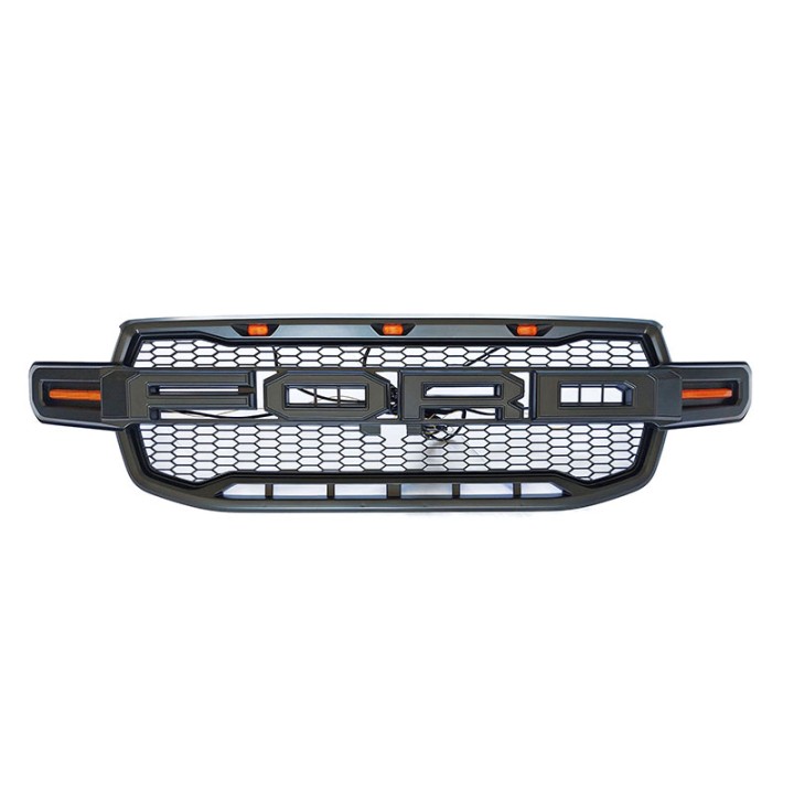 Front Grille, Otros Fabricantes Front ABS with Dual LED Lights Raptor Style Ranger Limited/Wildtrak, Color Black - EDK.ro