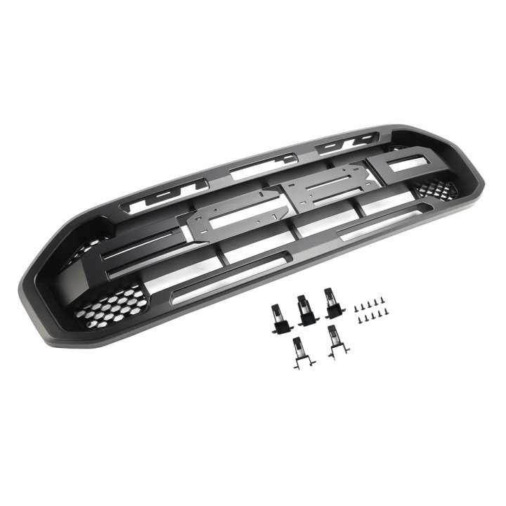 Front Grille, Otros Fabricantes Front ABS LED W/ Letters Raptor Style XL/XLT/Limited, Color Black, Ford Ranger 2019 - 2022 - EDK