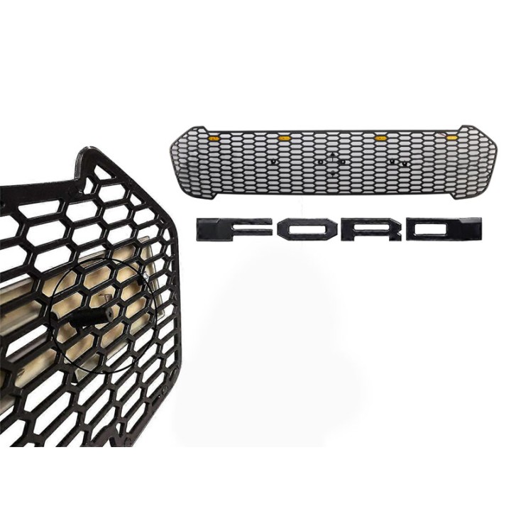 Grilă Față, Otros Fabricantes Față ABS LED W/ Letters Wildtrak, Culoare Negru, Ford Ranger 2019 - 2022 - EDK.ro