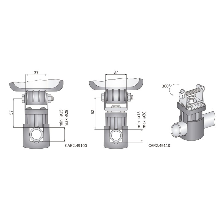 Adaptor Clemă Tub, Wesem Universal - EDK.ro
