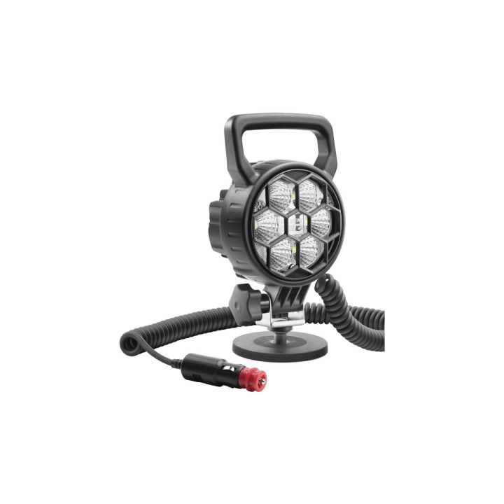 LED Work Light, Wesem LED 2500 lm Ø117 IP68 12–24 V 29 W with Handle, Switch, and Magnetic Mount (50° Wide Beam) - EDK.ro