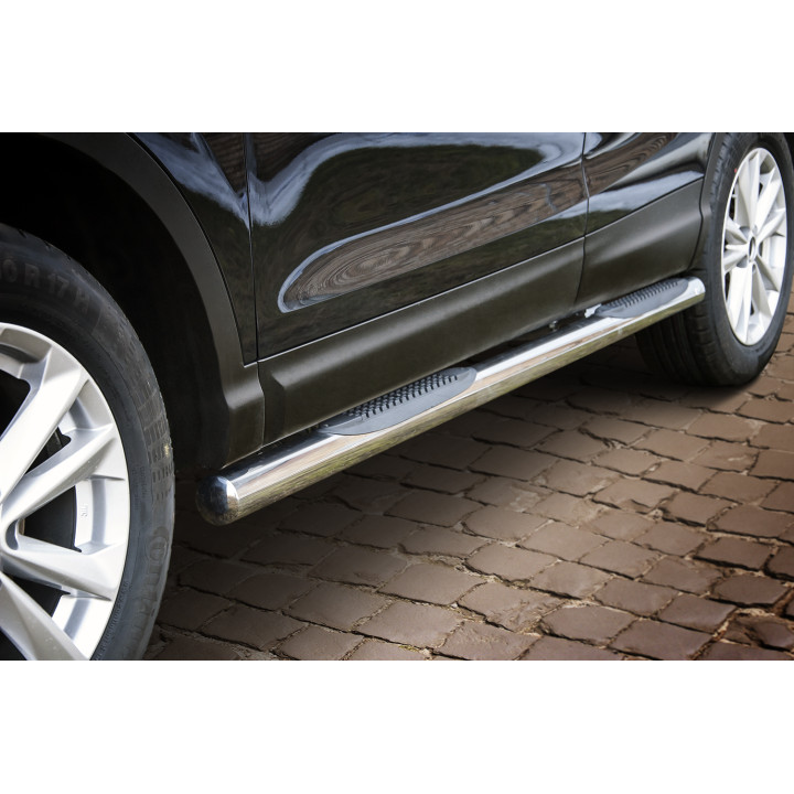 Praguri Laterale, Steeler 4x4 Side Bars cu Treaptă de Plastic, Culoare Argintiu, Nissan Qashqai 2013 - 2017 - EDK.ro
