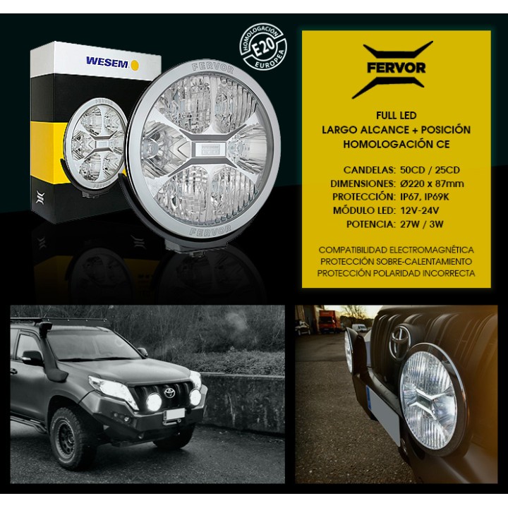 Driving Light, Wesem FERVOR Ø220 LED CE RM25, Color Chrome - EDK.ro