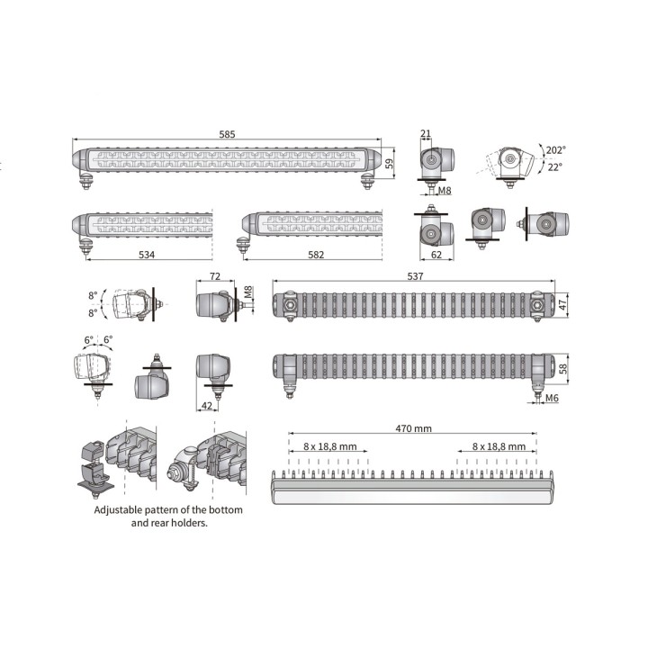 Bară LED, Wesem CDP1-FF 21 Inch (53.7 cm) 14.000lm - DLR, Culoare Portocaliu - EDK.ro