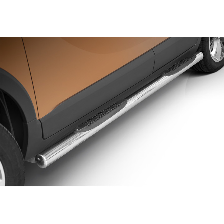 Side Steps, Steeler 4x4 Side Bars with Plastic Steps, Color Silver, Opel Crossland X 2017 - 2020 - EDK.ro