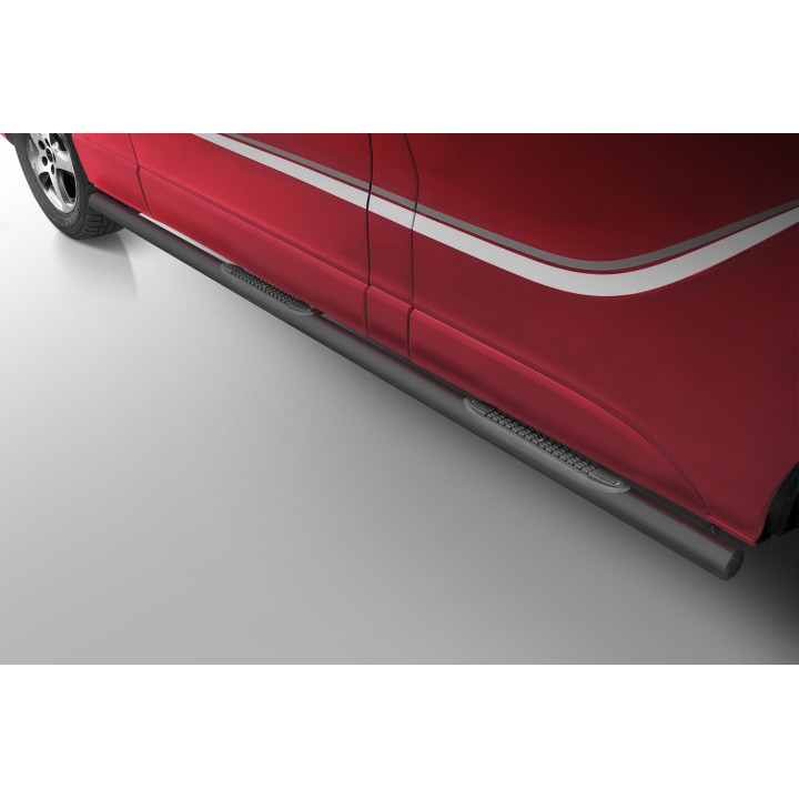 Praguri Laterale, Steeler 4x4 Side Bars cu Treaptă de Plastic, Culoare Argintiu, Opel Vivaro 2014 - 2019 - EDK.ro