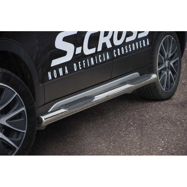 Side Steps, Steeler 4x4 Side Bars with Plastic Steps, Color Silver, Suzuki SX4 2013 - 2016 - EDK.ro