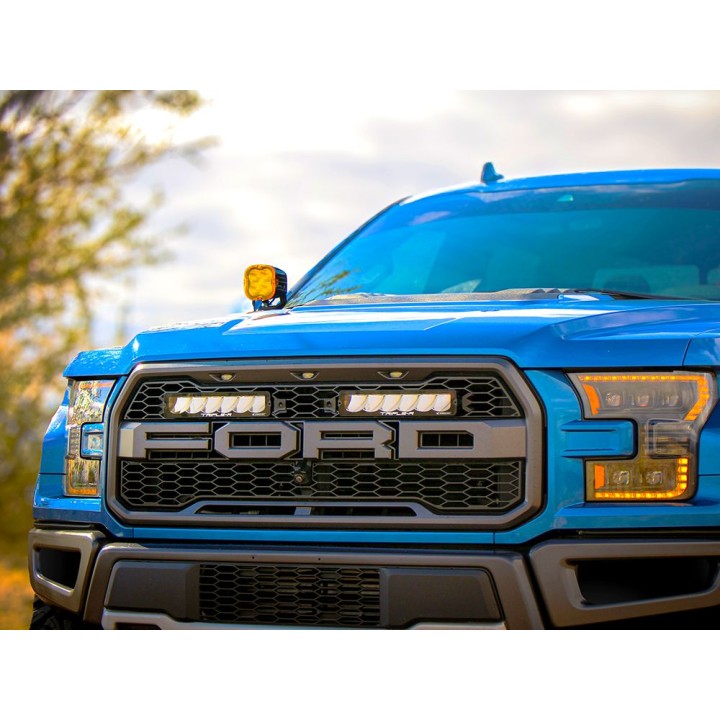 EC Approved LED Projector Integration Kit for Grille, Lazer Lamps with 2x Carbon-6 Drive (Yellow Dip), 1x Grille Mount Brackets 