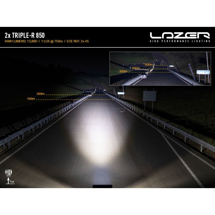 EC Approved LED Projector Integration Kit for Grille, Lazer Lamps with 2x Triple-R 850 Elite (Gen2), 1x Grille Mount Brackets an