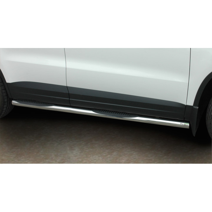 Side Steps, Steeler 4x4 Side Bars with Plastic Steps, Color Silver, Volkswagen Tiguan 2007 - 2016 - EDK.ro