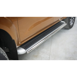 Side Steps, Steeler 4x4 Side Bars, Color Silver, Nissan Navara 2015 - Present - EDK.ro