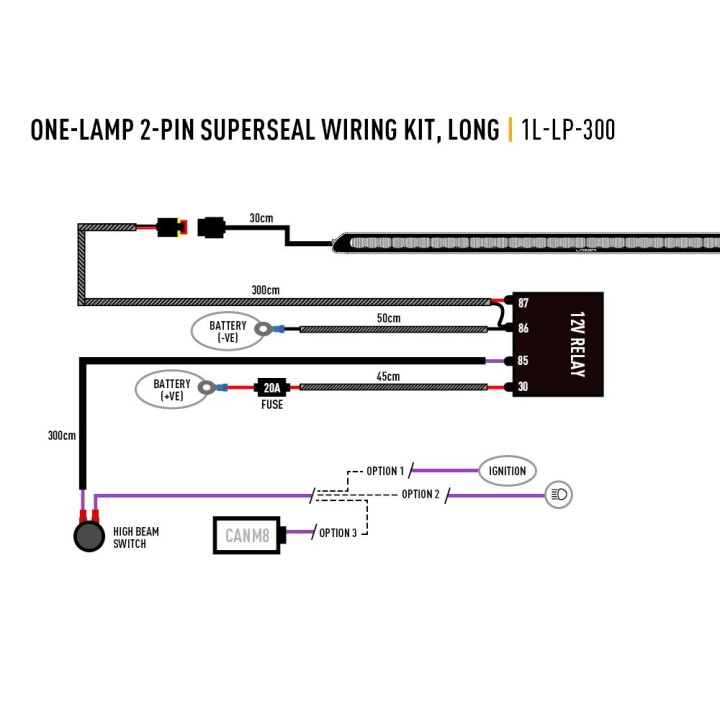 Electric Cable Kit for LED Projectors, Lazer Lamps Single-Lamp Long, 2-Pin, Superseal, 12V - EDK.ro