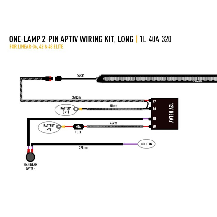 Electric Cable Kit for LED Projectors, Lazer Lamps Single-Lamp, 2-Pin, Aptiv, 12V - EDK.ro