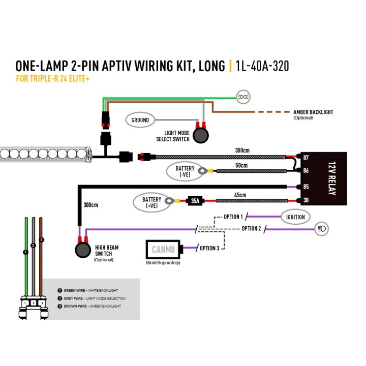 Electric Cable Kit for LED Projectors, Lazer Lamps Single-Lamp, 2-Pin, Aptiv, 12V - EDK.ro