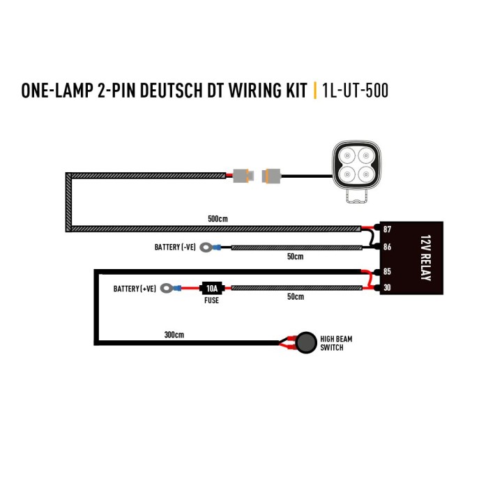 Kit Electric Pentru Proiectoare LED, Lazer Lamps Single-Lamp, 2-Pin, Deutsch DT, 12V - EDK.ro