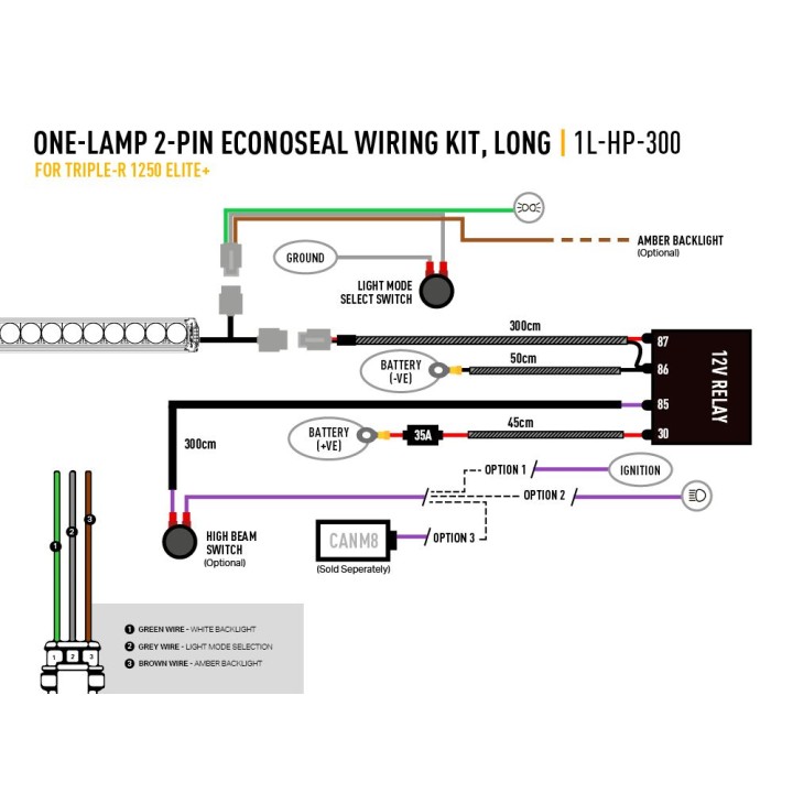 Electric Cable Kit for LED Projectors, Lazer Lamps One-Lamp Long, 2-Pin, Econoseal, 12V - EDK.ro