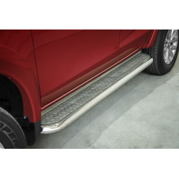 Side Steps, Steeler 4x4 Side Bars with Checker Plate Steps, Color Silver, Fiat Fullback 2015 - Present - EDK.ro