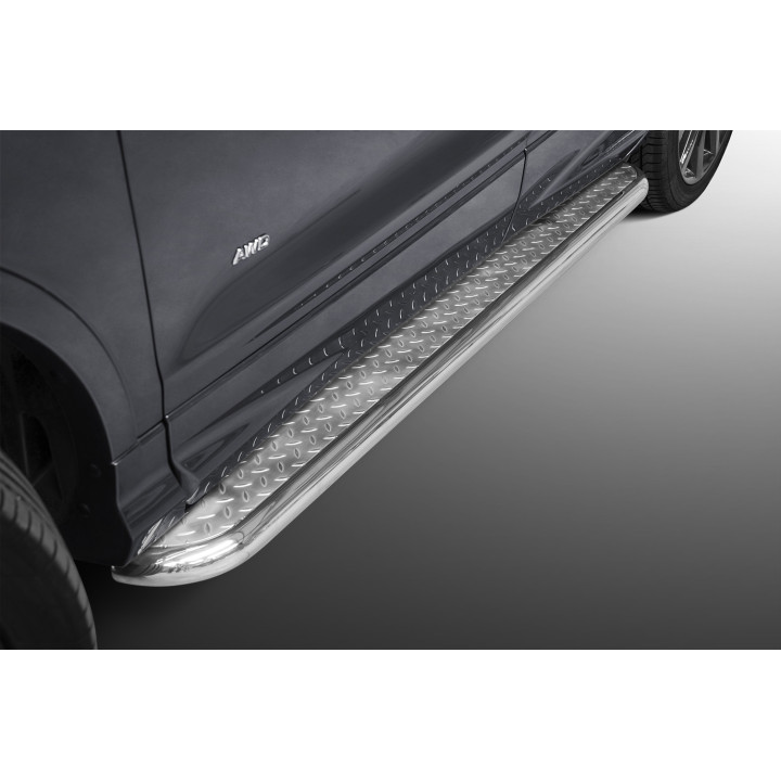 Side Steps, Steeler 4x4 Side Bars with Checker Plate Steps, Color Silver, Ford Kuga 2017 - 2019 - EDK.ro
