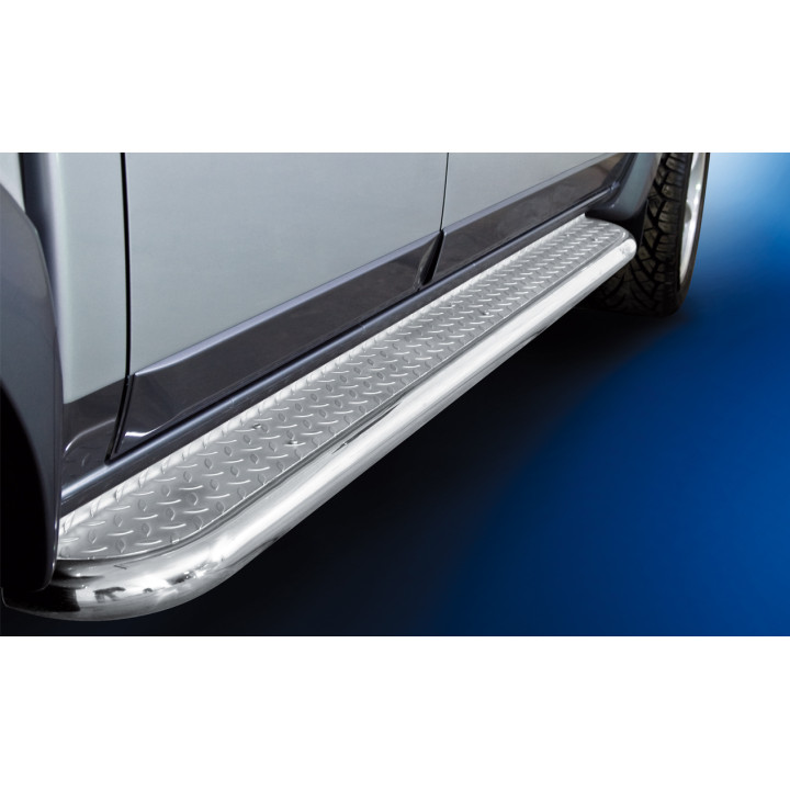 Praguri Laterale, Steeler 4x4 Side Bars cu Treaptă Checker Plate, Culoare Argintiu, Ford Ranger 2007 - 2012 - EDK.ro