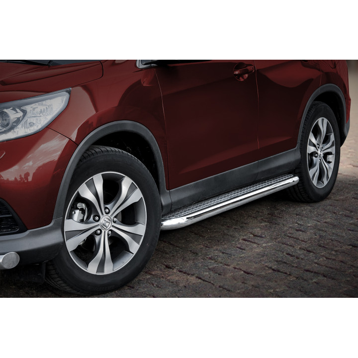 Side Steps, Steeler 4x4 Side Bars with Checker Plate Steps, Color Silver, Honda CR-V 2012 - 2016 - EDK.ro