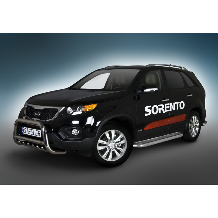 Side Steps, Steeler 4x4 Side Bars with Checker Plate Steps, Color Silver, Kia Sorento 2009 - 2012 - EDK.ro